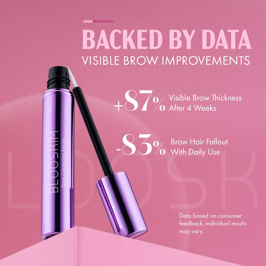 Blooskim precision brow brush applying serum to clean brows.
