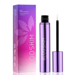 Blooskim Eyebrow Growth Serum bottle close-up for fuller brows.