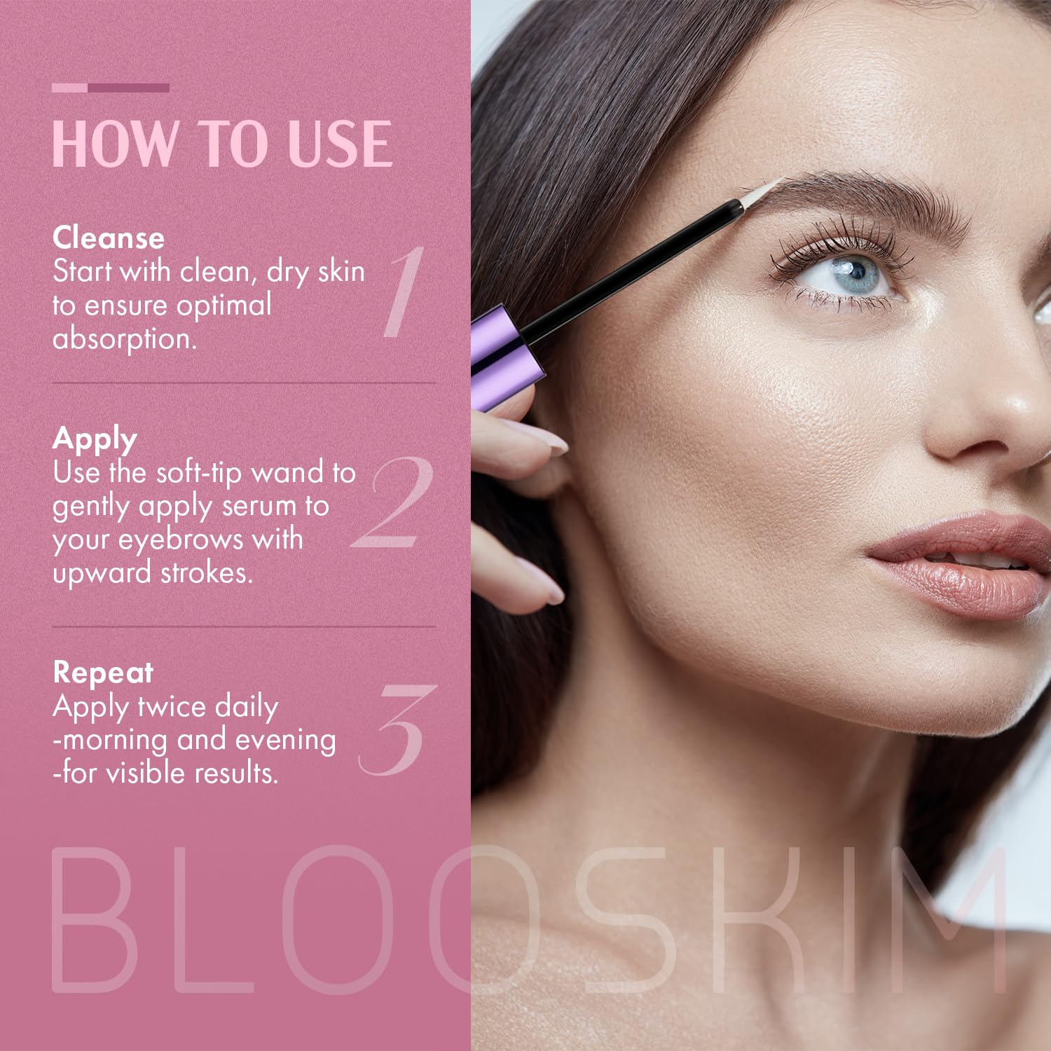 Morning and night application on brows supports consistent nourishment.
