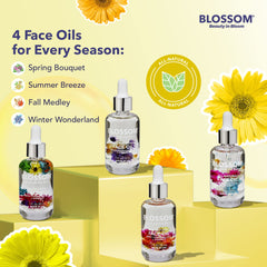 Blossom face oil made in USA with vegan formula.