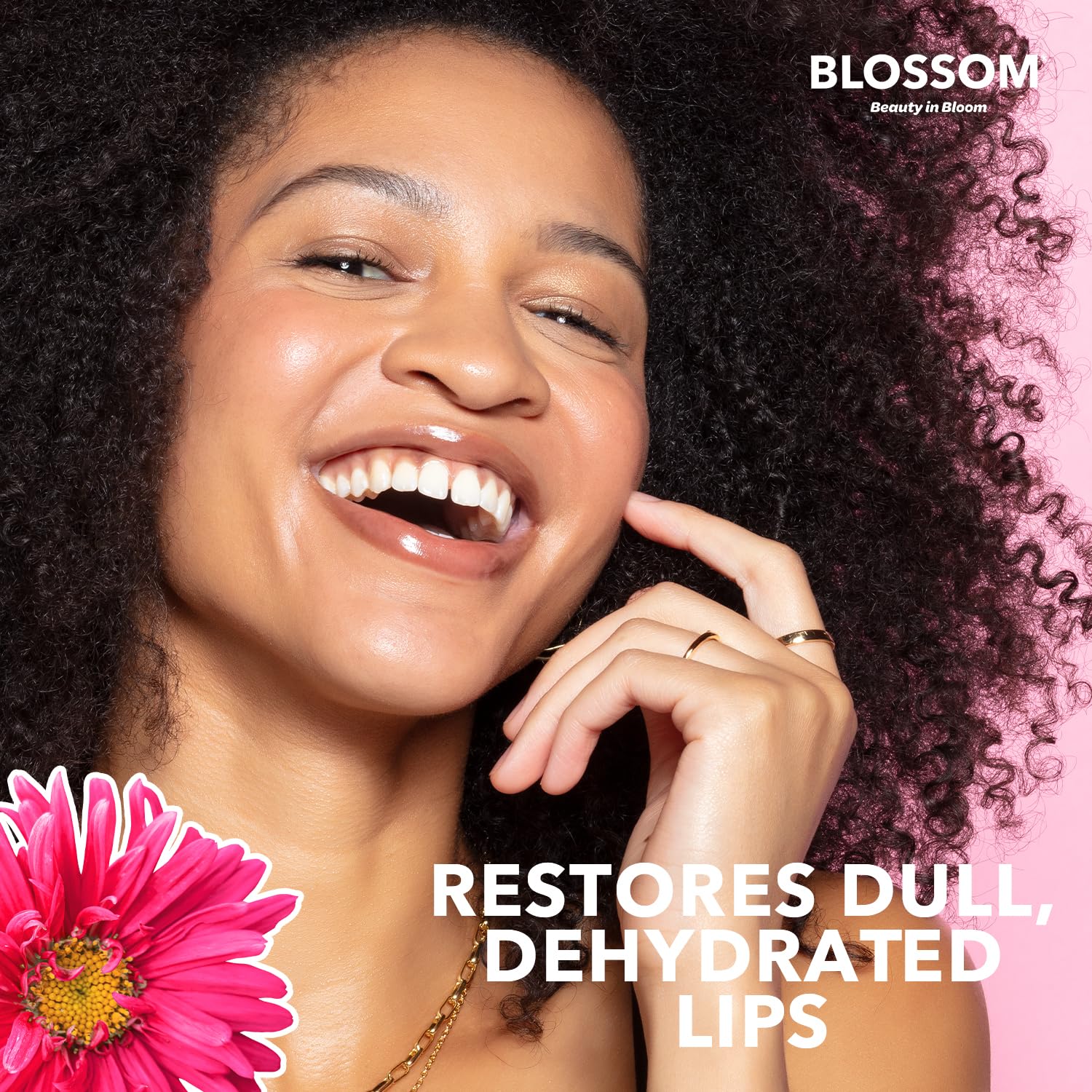 Blossom Lip Oil packaging featuring a holiday ornament gift tag.