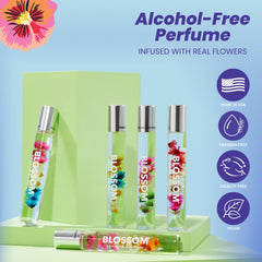 Infused real flowers in Blossom Honey Jasmine perfume bottle for botanical appeal