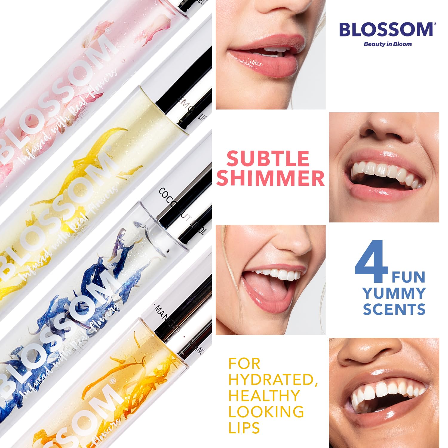 Blossom Lip Oil tube ready for easy, on-the-go application.