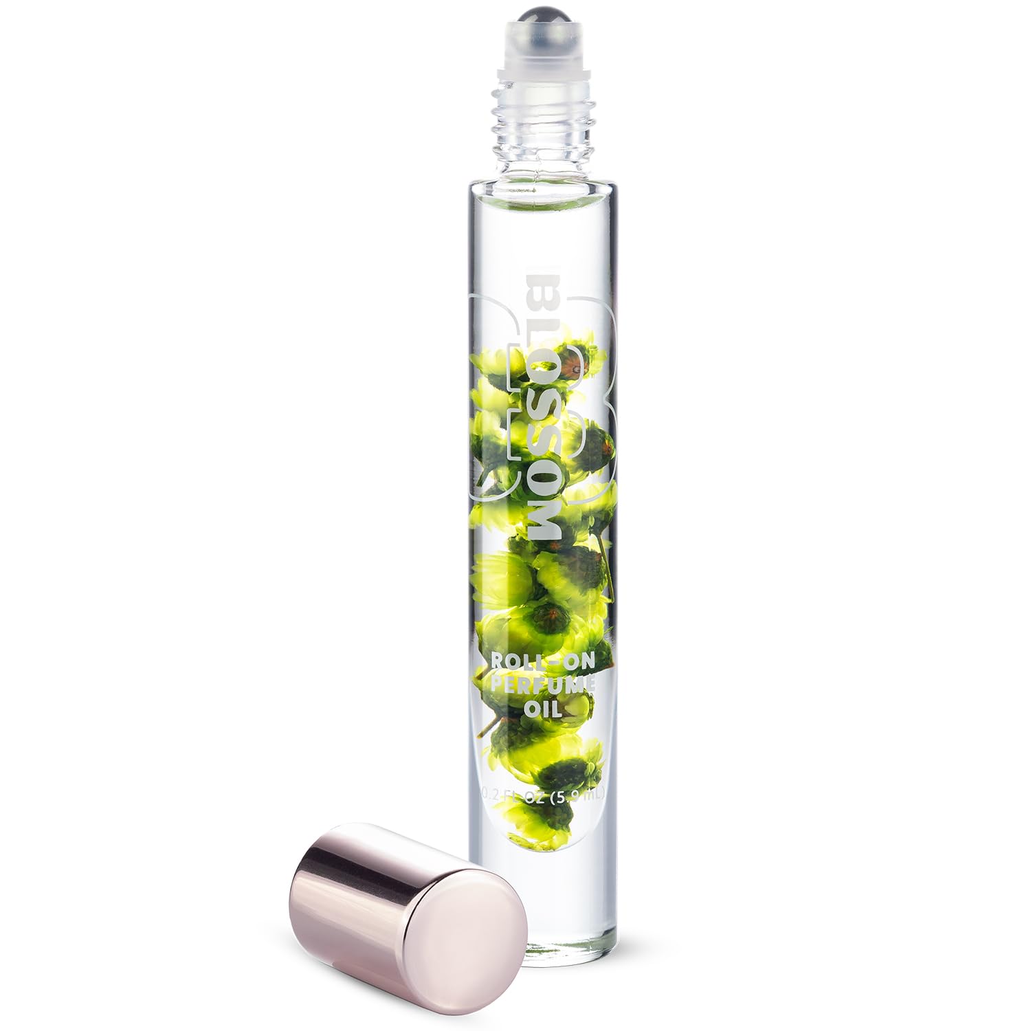 Blossom Matcha Tea roll-on bottle—subtle, long-lasting fragrance on skin.