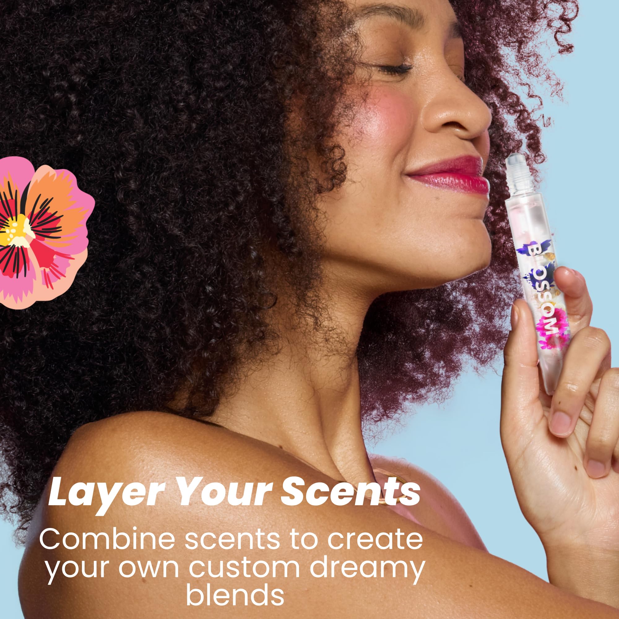 Blossom Rose perfume oil with dried petals and cedarwood notes for subtle luxury
