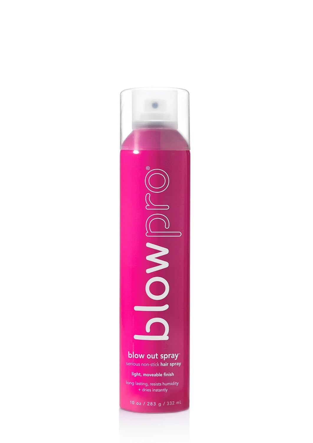 blowpro Blow Out Serious Non-Stick Hairspray bottle shows a lightweight, moveable hold