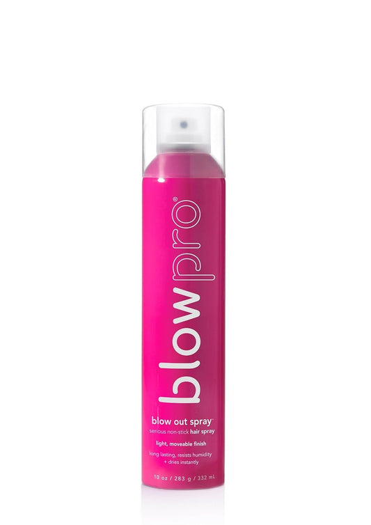blowpro Blow Out Serious Non-Stick Hairspray bottle shows a lightweight, moveable hold