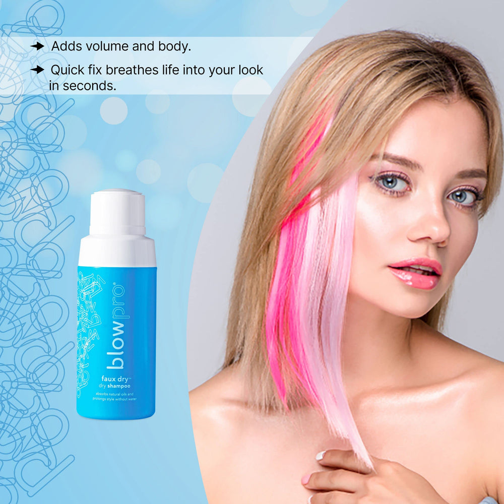 Close-up of powder texture from blowPro Faux Dry Shampoo for quick oil absorption.