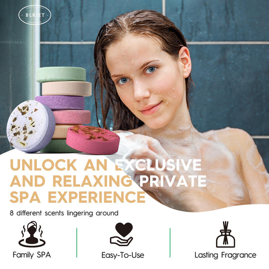 BLRIET fruit-scented shower steamers close-up showcasing vibrant colors.