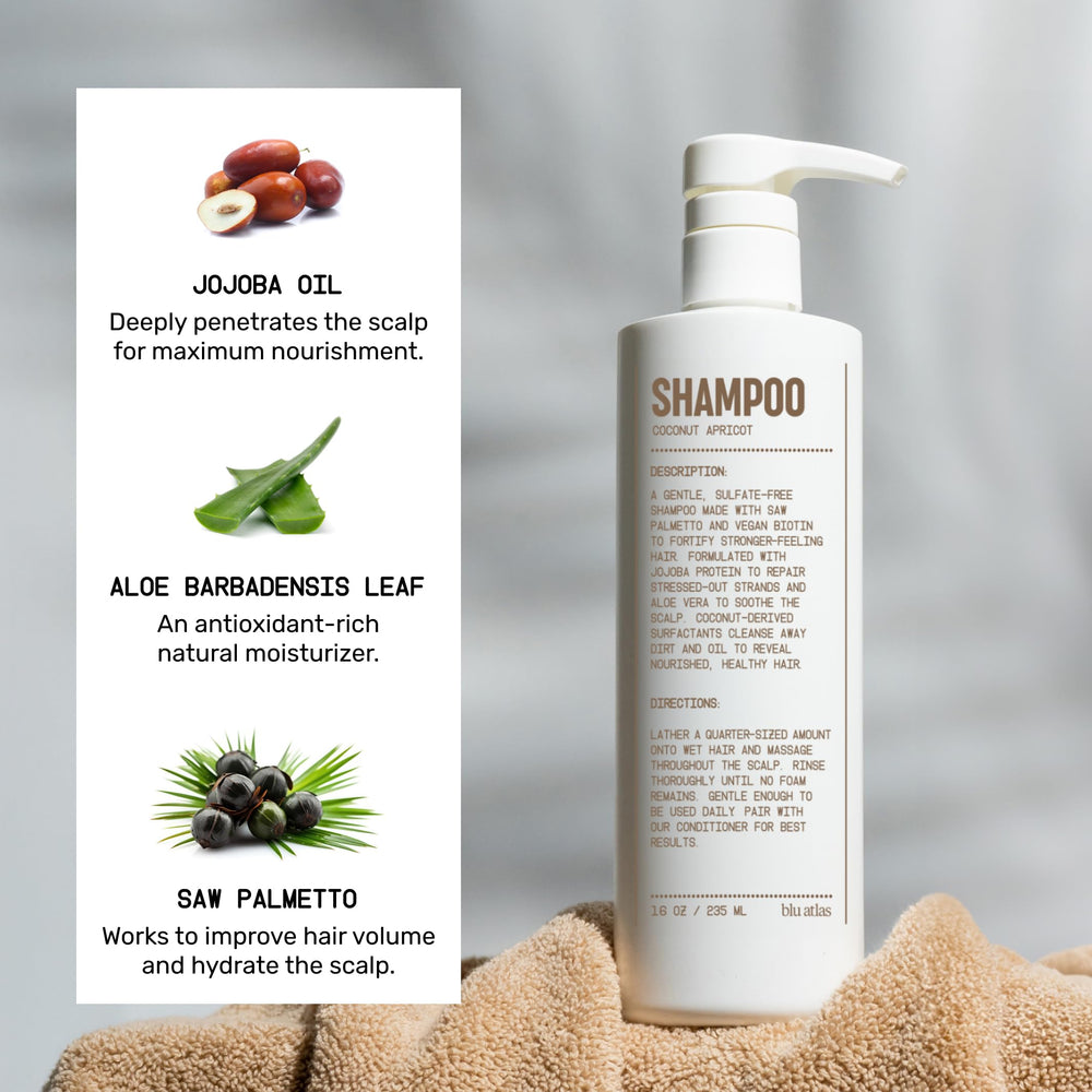 Blu Atlas shampoo foam closeup showing gentle cleansing for daily use