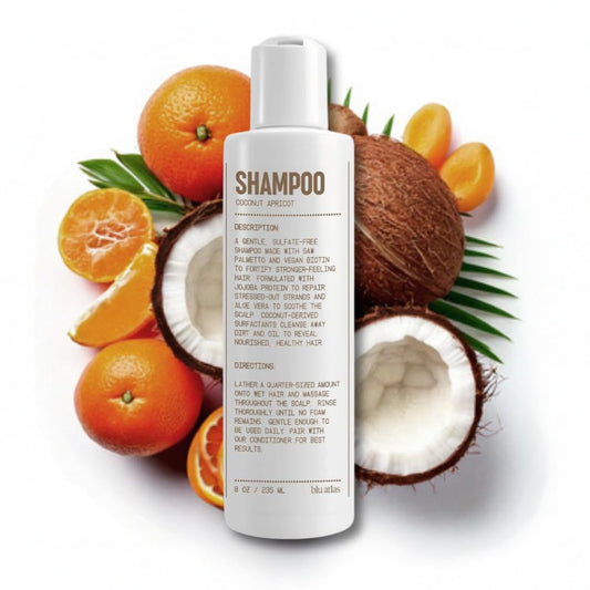 Blu Atlas Men's Natural Shampoo bottle front view for daily cleansing