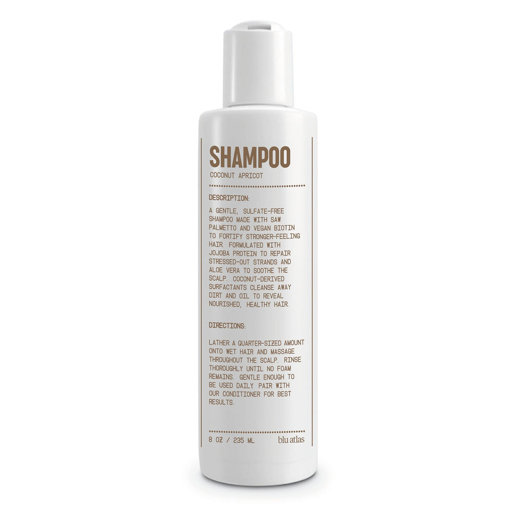 Blu Atlas Men's Natural Shampoo bottle highlights sulfate-free formula