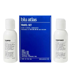 Blu Atlas travel-size shampoo bottle for on-the-go cleansing and hair strengthening.