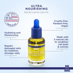 Blue Cross cuticle oil application showing easy nail massage