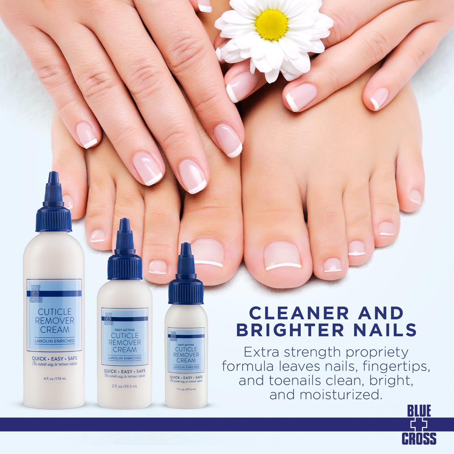 Blue Cross Cuticle Remover Cream softening dry cuticles for smoother nails
