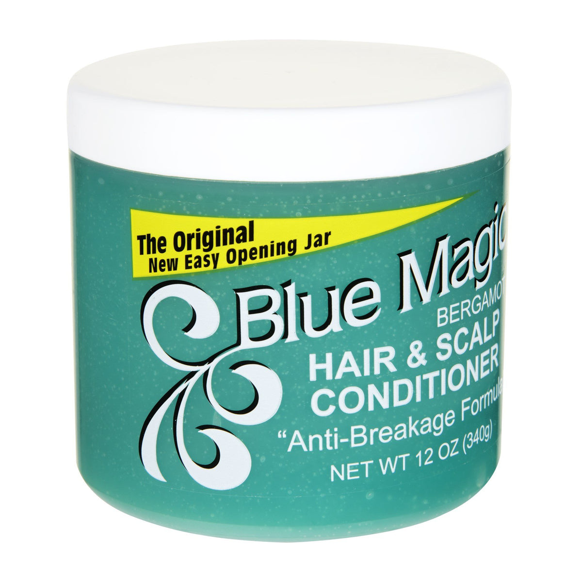 Blue Magic Bergamot hair bottle demonstrates balanced conditioning for daily use.