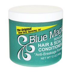 Blue Magic Bergamot hair bottle demonstrates balanced conditioning for daily use.