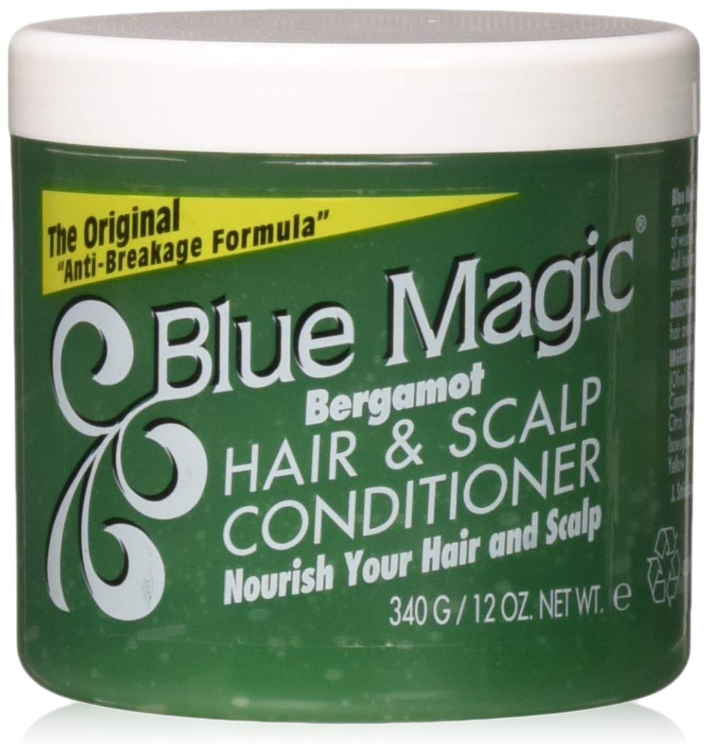 Blue Magic Bergamot Hair Conditioner bottle with a smooth, non-greasy finish.