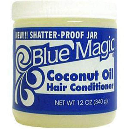 Blue Magic Coconut Hair Conditioner front label highlights natural coconut oil conditioning