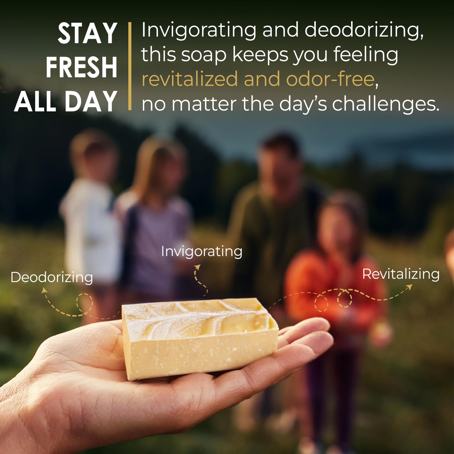 Blue Moon Elise lemongrass bar soap on wood shelf highlights natural ingredients.