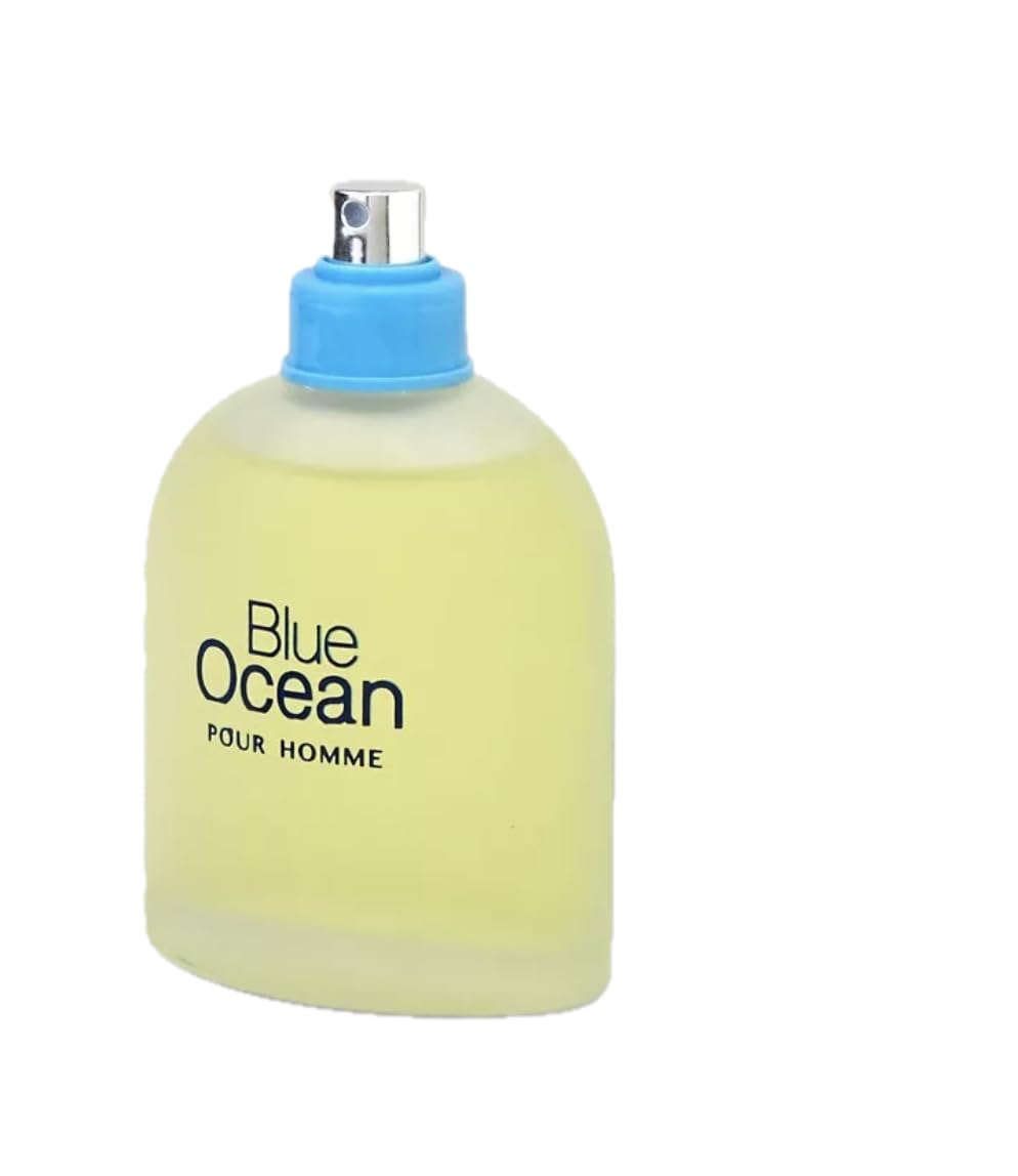 Blue Ocean Pour Homme packaging with sealable cellophane wrap emphasizing freshness.