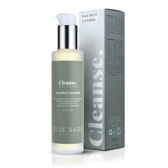 Blue Sage Kale Milky Cleanser bottle showing gentle daily cleansing for pollution-prone skin