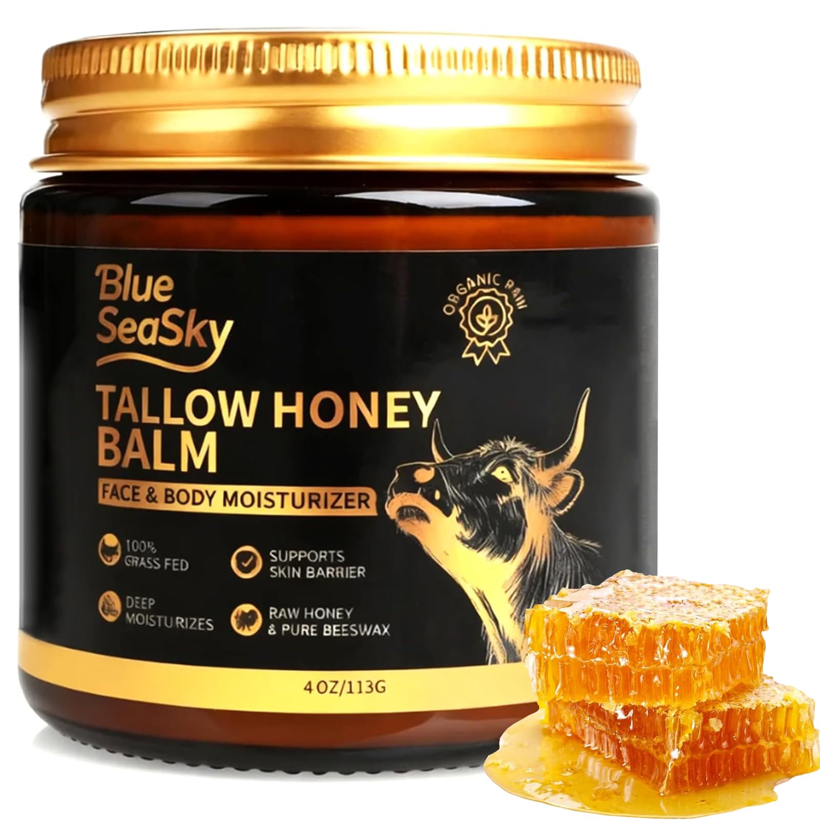 Blue Sea Sky Beef Tallow Face Cream jar for daily facial hydration.