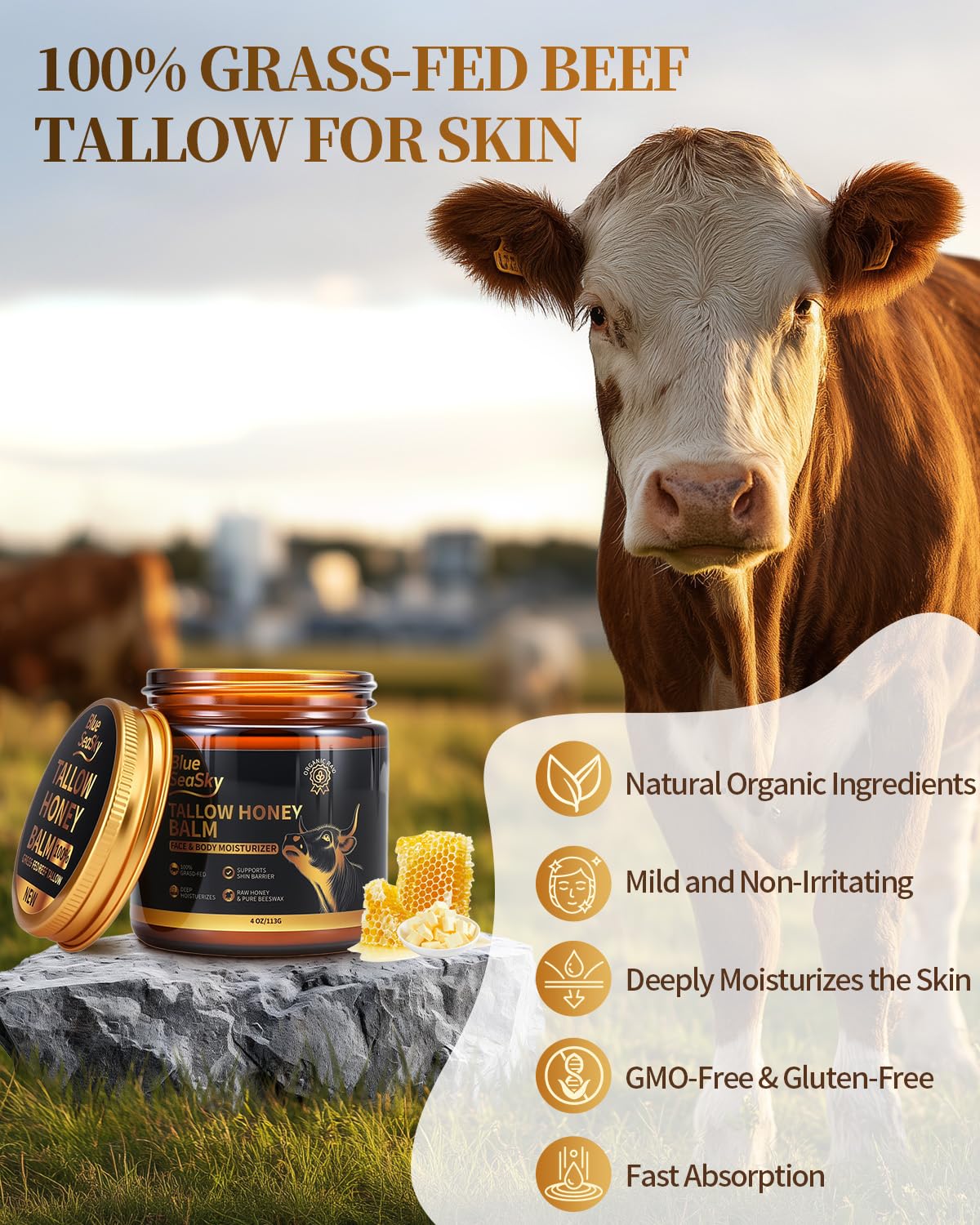 Absorption view of Blue Sea Sky balm showing non-greasy finish.