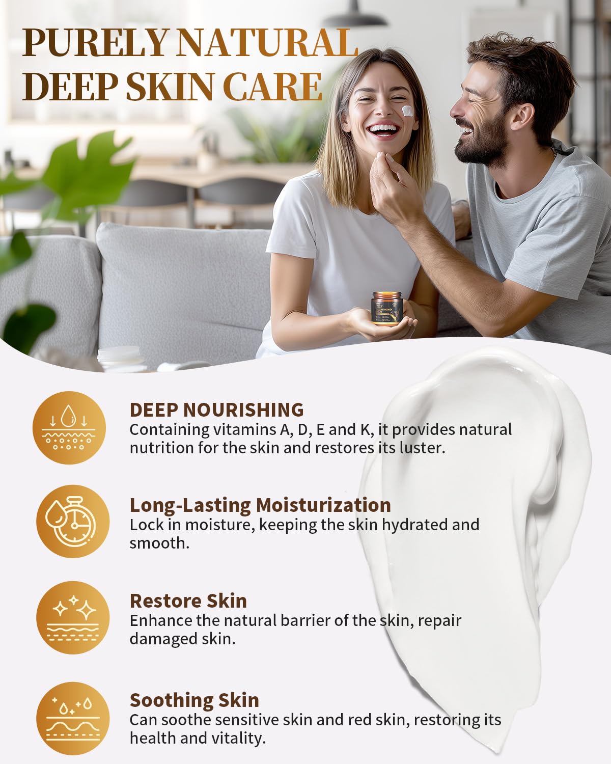 Face application of Blue Sea Sky balm demonstrating versatile use on skin.