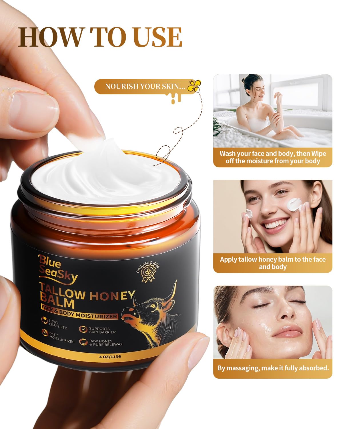 Hands, feet, and lips cared for by Blue Sea Sky balm in daily routine.