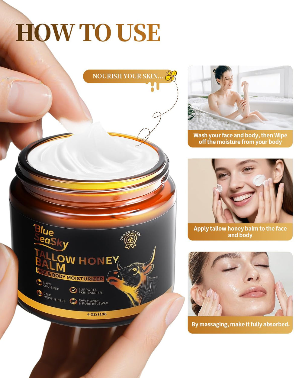Hands, feet, and lips cared for by Blue Sea Sky balm in daily routine.