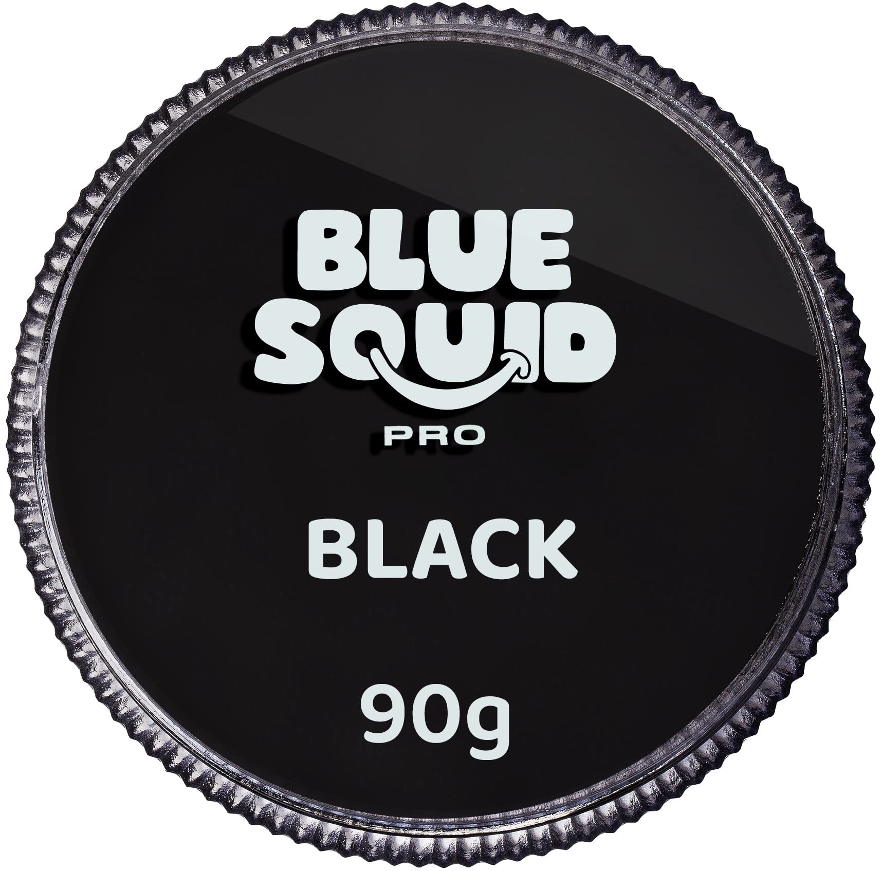 Blue Squid PRO black face paint 90g jar for bold professional designs.
