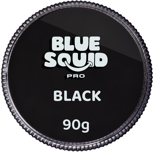 Blue Squid PRO black face paint 90g jar for bold professional designs.