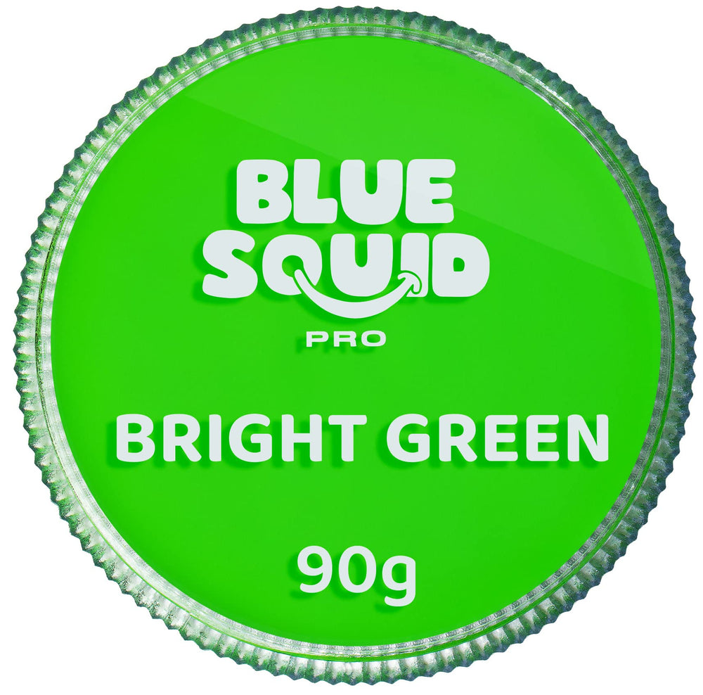 Blue Squid PRO face paint in bright green 90g, ideal for bold designs.