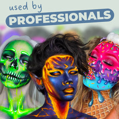 Blue Squid PRO face paint applied on the face for cosplay looks.