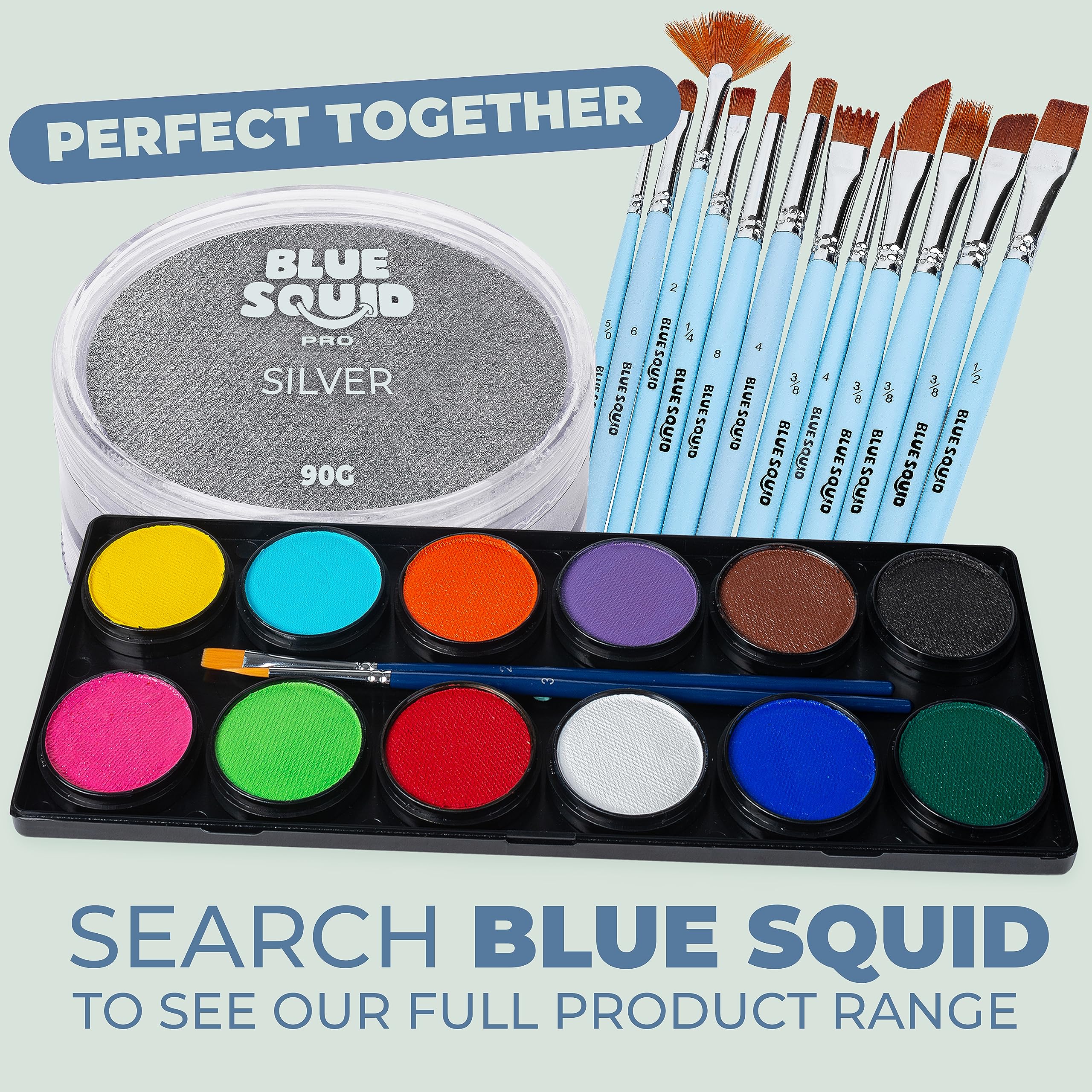 Blue Squid PRO packaging shows metallic silver pigment and 90g size.