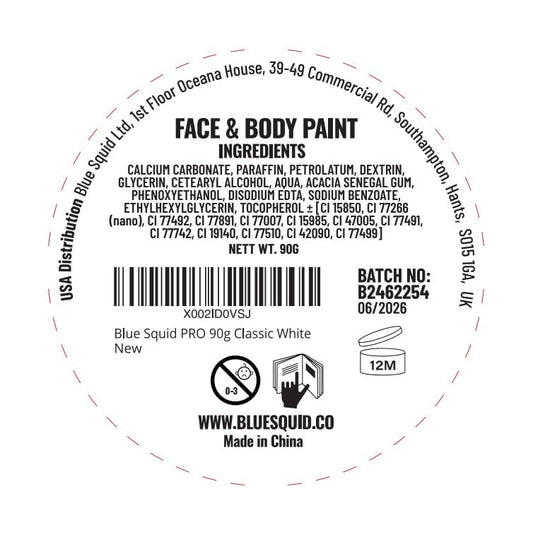 Blue Squid PRO Face Paint White color swatches showing vivid pigment.