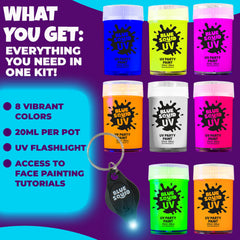 Blue Squid water-activated face paint is easy to apply and remove