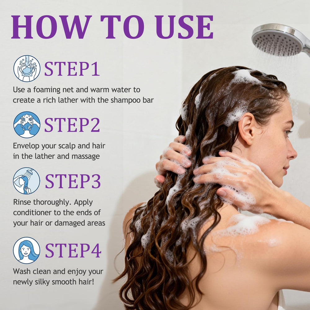 Blueberry Fields shower usage closeup demonstrating lather creation