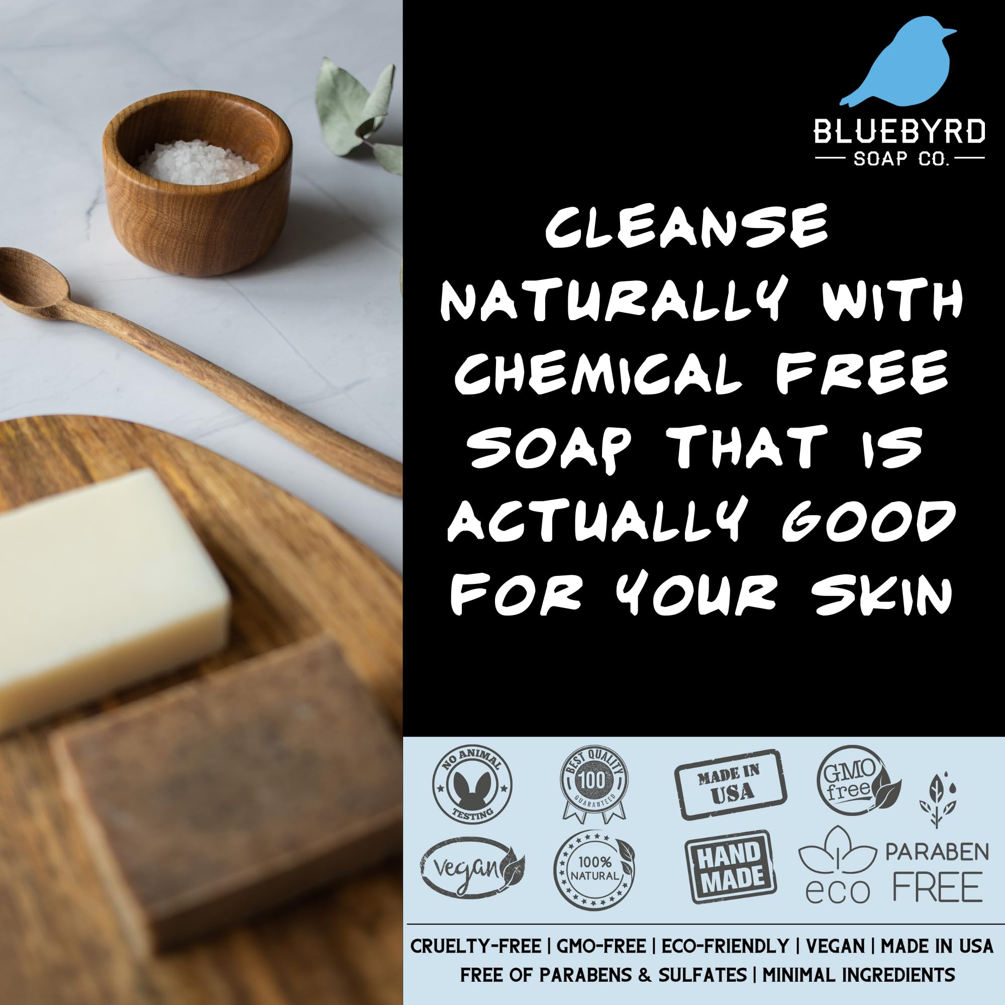 Bluebyrd Detox Lavender Charcoal Bar purifies pores while nourishing balance.