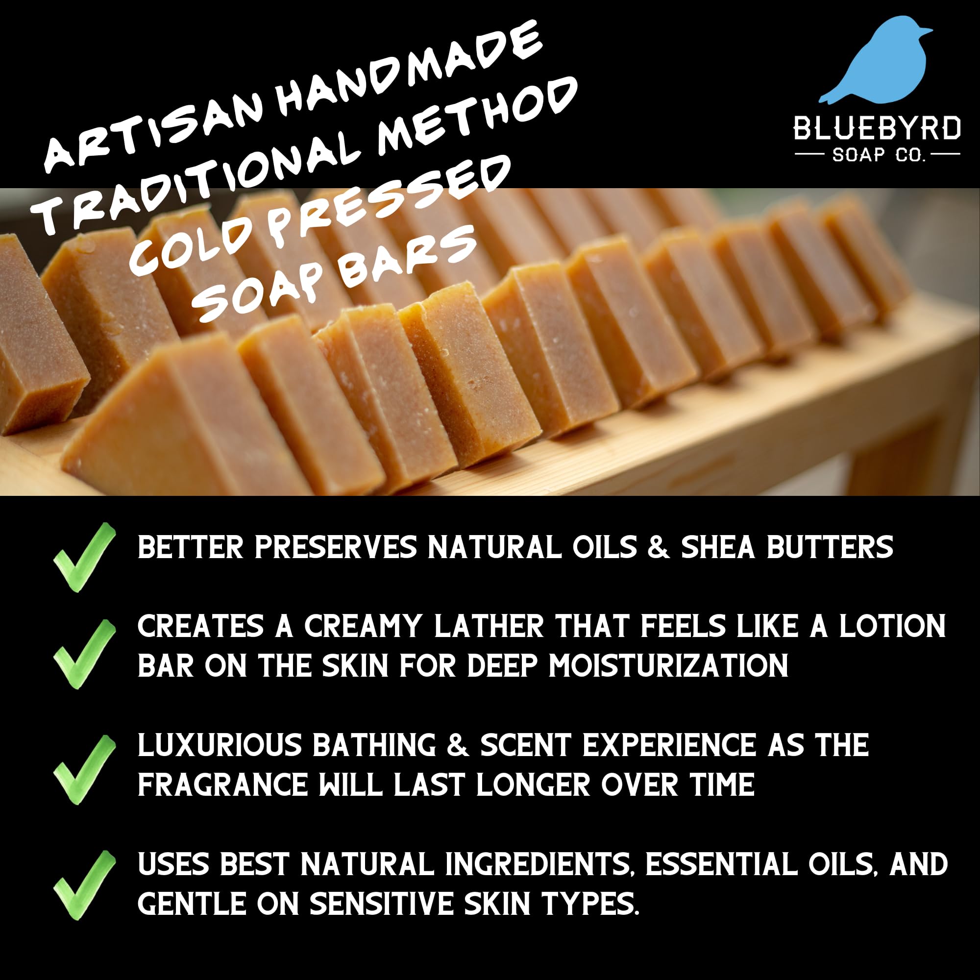 Bluebyrd Goat Milk Soap Orange Lemongrass bar with zesty scent and refreshing cleanse.