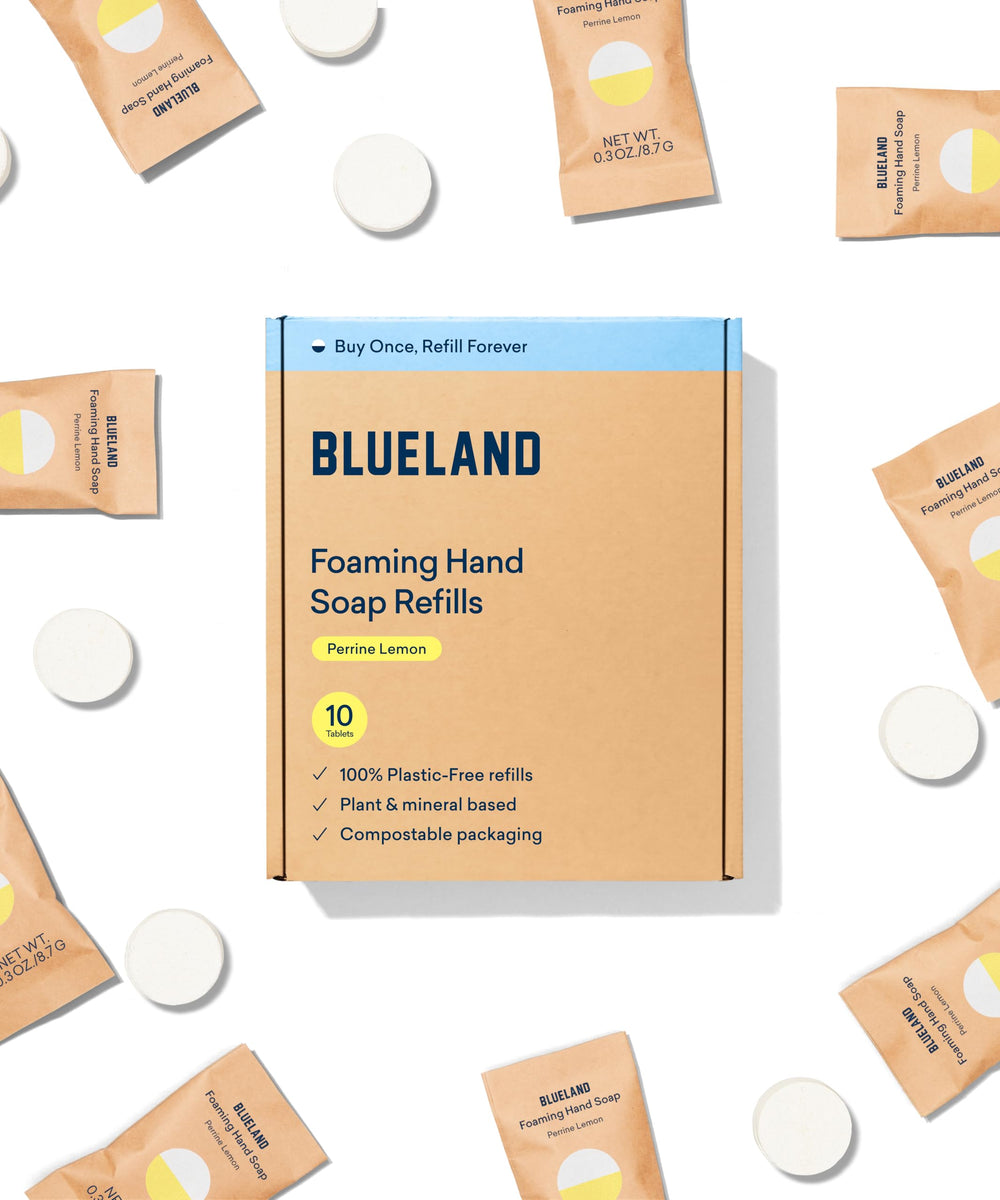 BLUELAND tablet dissolving in water for refillable foam hand soap