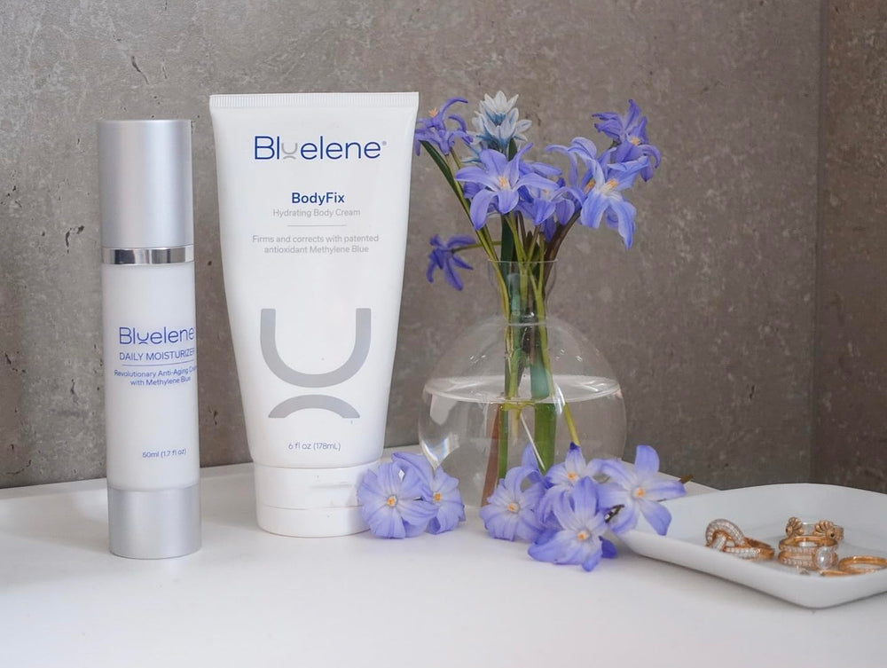 Bluelene packaging shows 50 ml / 1.7 fl oz size.