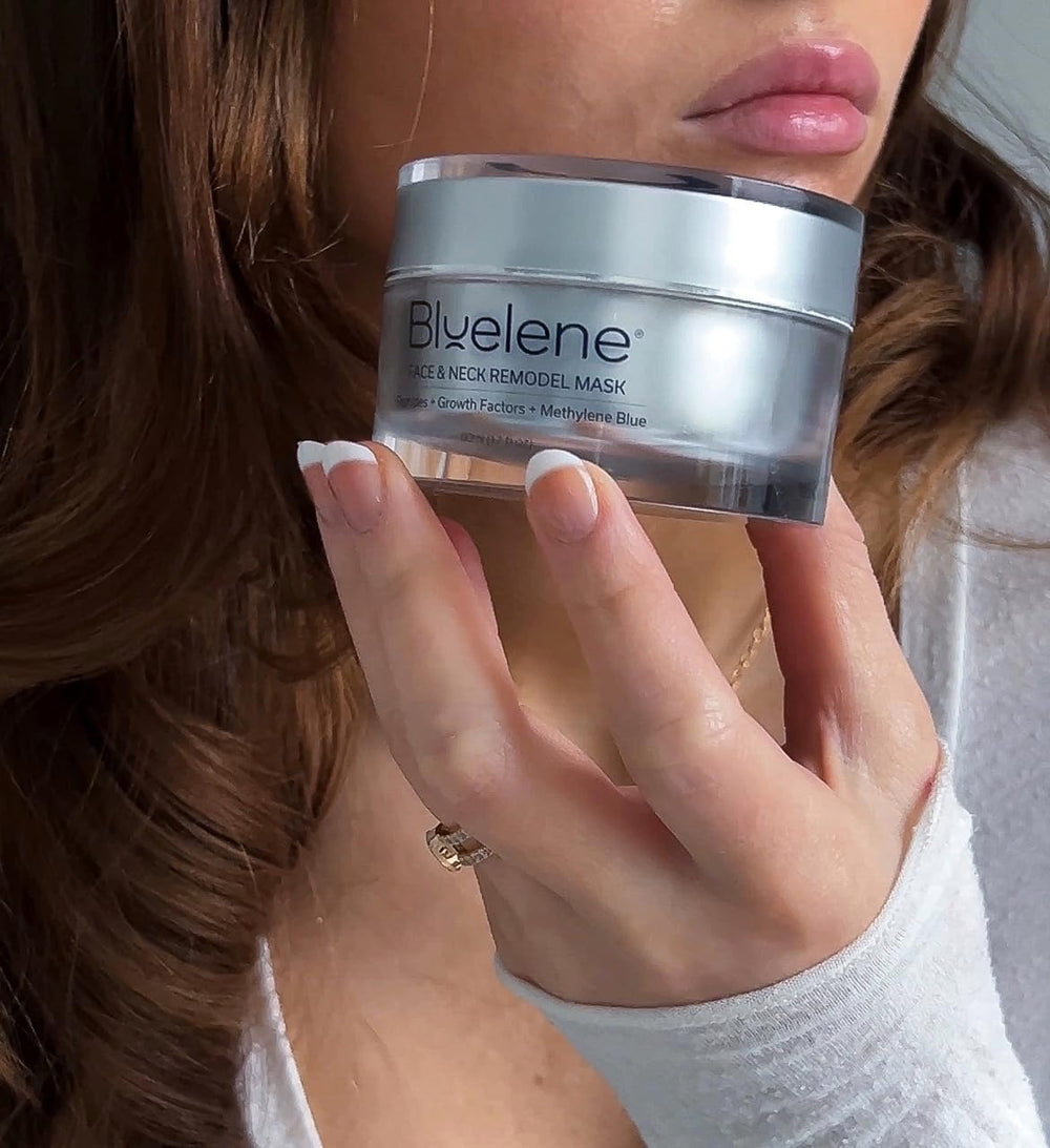 Bluelene application on neck demonstrates targeted lifting for smoother contours.