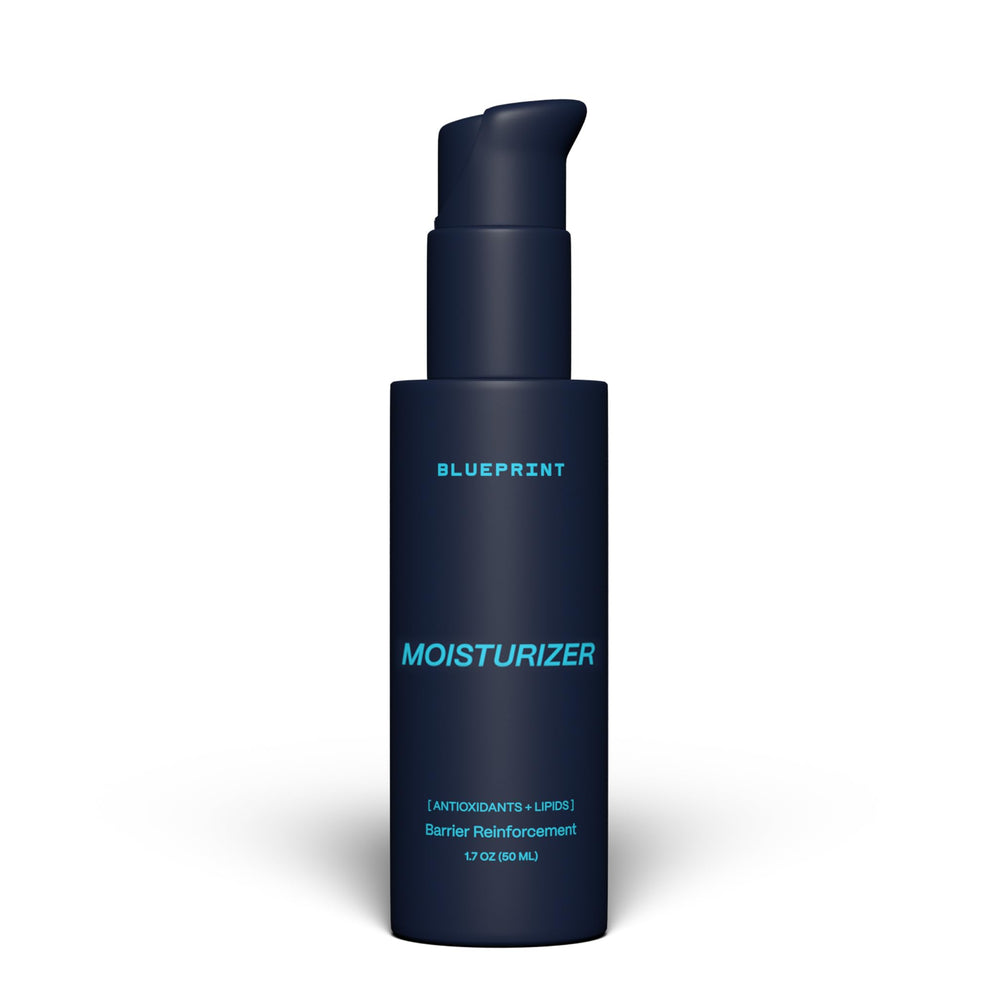 Blueprint Bryan Johnson Moisturizer bottle front showing fragrance-free hydration for daily care.