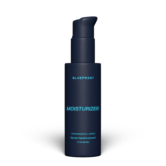 Blueprint Bryan Johnson Moisturizer bottle front showing fragrance-free hydration for daily care.