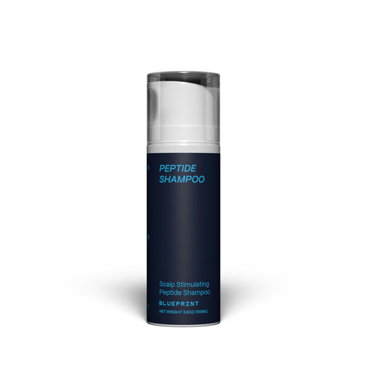 Blueprint Bryan Johnson Peptide Shampoo bottle pour for a fragrance-free, refreshing cleanse.