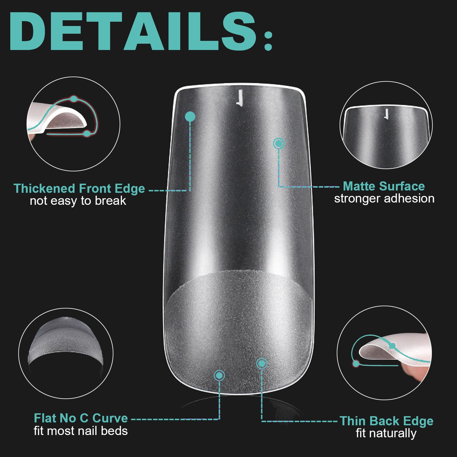 BlueZOO square long soft gel nail tips for clean edges
