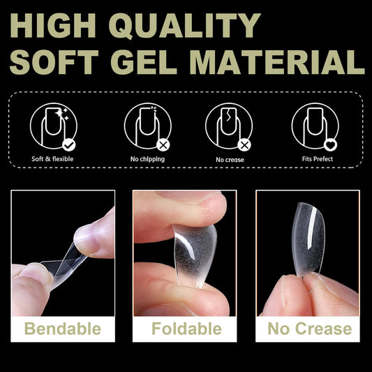 BlueZOO squoval tips in clear finish for versatile shapes and easy maintenance.