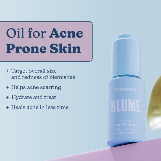 Blume Meltdown blue-tansy texture on hand for spot treatment.